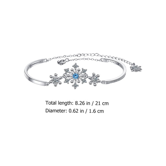 Luxshiny Women's Snowflake Copper Bangle Bracelet, Comfortable Fit, Elegant Winter Jewelry, 1 Piece