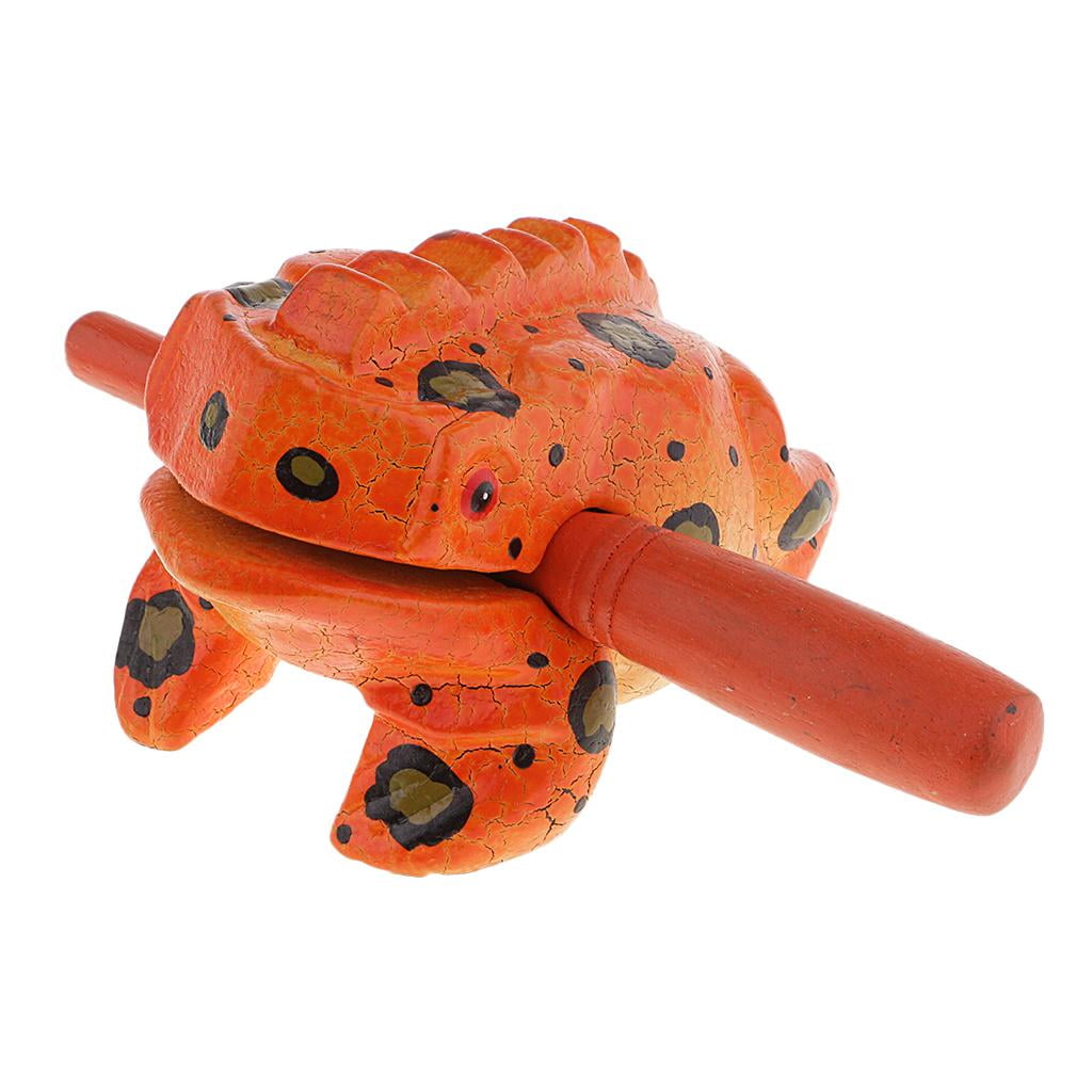 Orange Percussion 11cm Wooden Guiro Frog with Beater
