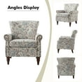 thumbnail image 2 of Wingback Armchairs Set of 2 Accent Chairs Floral Upholstered Sofa Wood Legs Lounge Seat Removable Cushion Home Living Room, 2 of 6