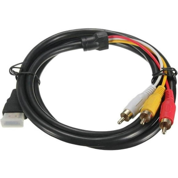 HDMI To RCA TV Cable HDMI Male To 3 RCA Male Av Cable Video Audio Component Converter Adapter 1080P Cable for HDTV Black 5ft/1.5m