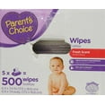 Parents Choice Fresh Scent Baby Wipes 500 Count 100 Count (Pack of 5