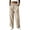 1Khaki, variant on Women's Elastic Waist Baggy Wide Leg Palazzo Harem Pants, Summer Loose Straight Slit Hem Casual Long Trousers with Large Pockets