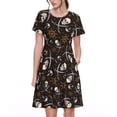 thumbnail image 1 of Easygdp Pirate Skulls para Vestido Transpirable de Mujer, Vestido Suelto de Manga Corta con Pliegues y Bolsillos para el Verano, 1 of 6