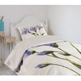 thumbnail image 2 of Ambesonne Flower Quilted Coverlet 2 Pcs, Romantic Summer, Twin Size, White Violet Green, 2 of 5