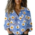 thumbnail image 2 of frariair ​Ladies Lightweight Linen Blend Shirt With Classic Collar And Front Pockets For Professional Everyday Versatility​ Sky Blue, 2 of 4