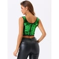 thumbnail image 4 of DARING DIVA Women's Metallic Sequin Scoop Neck Cropped Tank Top L Green, 4 of 6