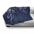 thumbnail image 3 of Astronaut Soft Flannel Fleece Throw Blanket, 2 Astronauts Floating in Blue Space Drawing Universe Emptiness, Cozy Plush for Indoor and Outdoor Use, 50" x 60", White Dark Blue, by Ambesonne, 3 of 6