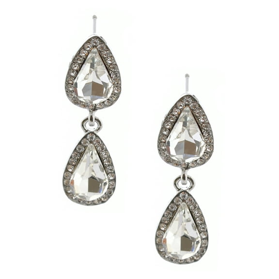 Topwholesalejewel Fashion Jewelry Set Silver Plating Sapphire Rhinestone Necklace Teardrop Earrings Set