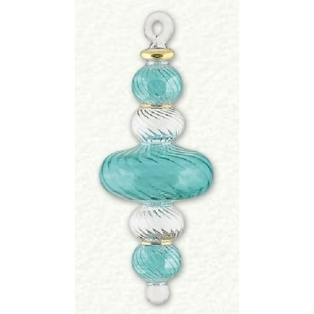 Green and Clear 5 Sphere Egyptian Blown Glass Christmas Ornament Made in Egypt