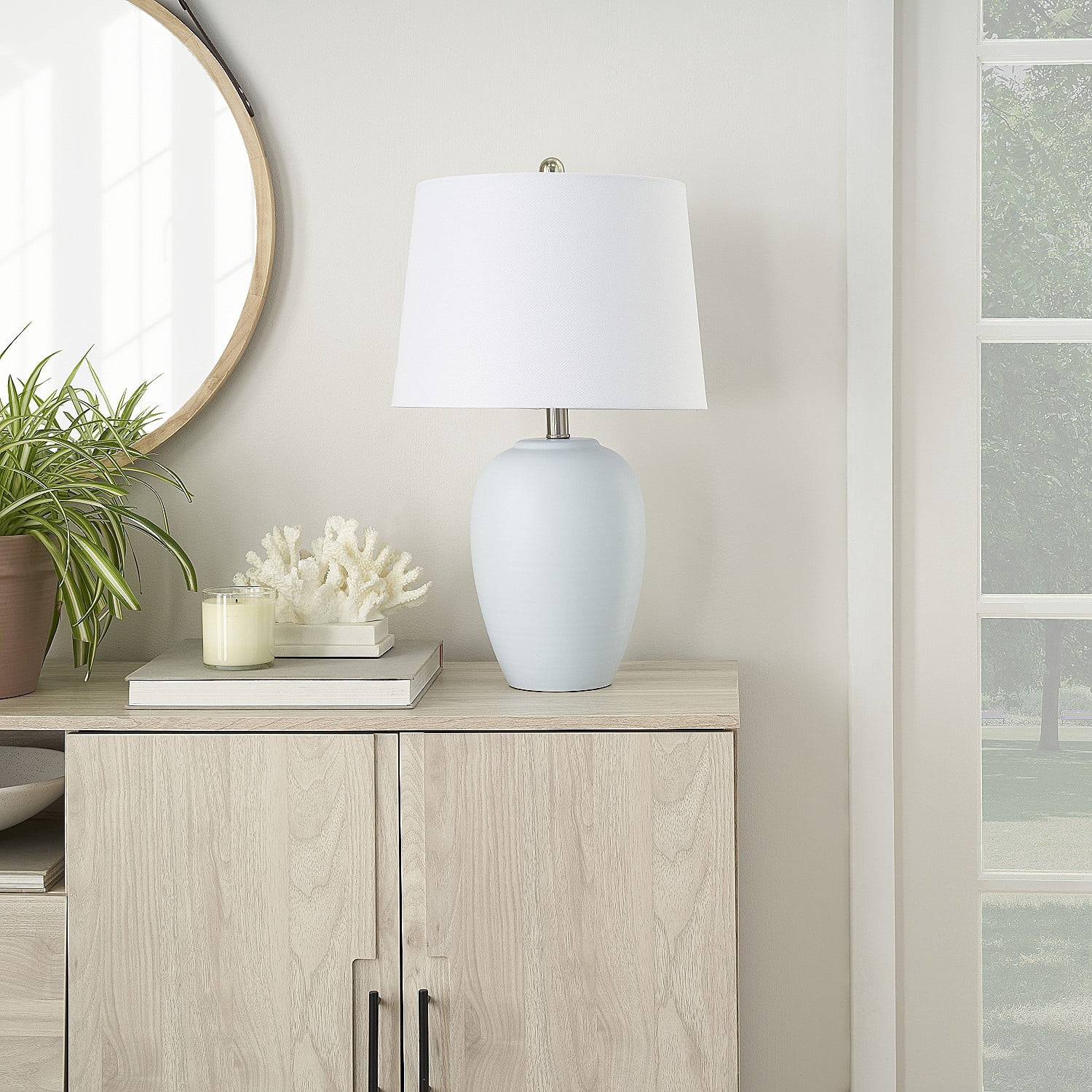 23" Light Blue Ceramic Urn Table Lamp - Nourison