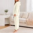 thumbnail image 5 of Enjoytime Winter Pajamas for Women Heart Textured Fleece Comfy 2 Piece Sleepwear Long Sleeve Hooded Tops with Cuff Jogger Pants Warm Loungewear Sets, 5 of 8
