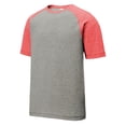thumbnail image 5 of Mens Tri-Blend Wicking Polyester/Cotton/Rayon Raglan Tee True Red Heather/ Light Grey Heather Large, 5 of 8