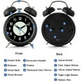thumbnail image 2 of Retro Metal Twin Bell Alarm Clock with Backlight Luminous Dial Silent Non-Ticking Quartz Analog Desk Clocks Night Light 3-inch Black, 2 of 5