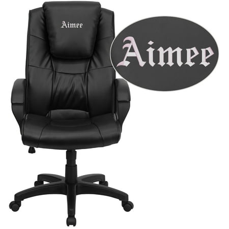 Flash Furniture Dreamweaver Personalized Black LeatherSoft Executive Swivel Office Chair with Arms