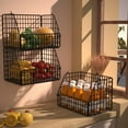 thumbnail image 3 of Stackable Wire Storage Baskets for Kitchen Closet Pantry, Hanging Closet Organizers Storage Shelves Organization, Wall Mount Metal Basket Bins, Clothing Vegetable & Fruit Organizer, 3 of 7