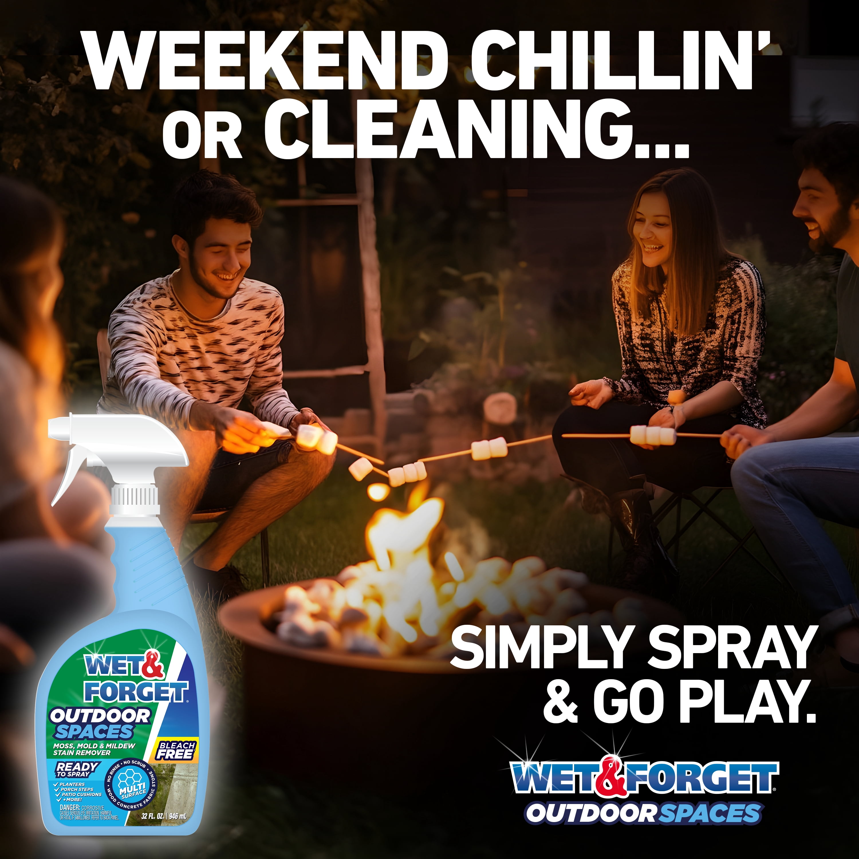 Wet & Forget Outdoor Spaces Moss, Mold, Mildew, and Algae Stain Remover Spray, 32 oz