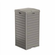 31 Gallon Outdoor Trash Can, Waterproof Resin Outside Waste Bins for , Backyard, Deck (Brown)