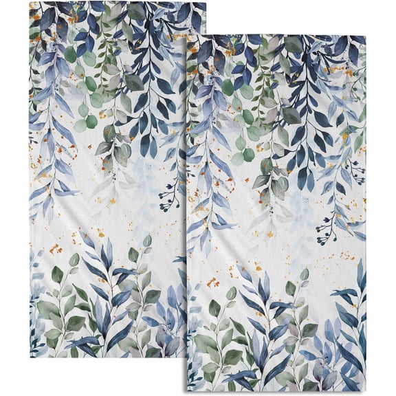 Blue Eucalyptus Leaf Bathroom Towel Watercolor Plant Leaves Kitchen Decorative Hand Towel Set of 2 Multipurpose Bath Face Washcloth 14.4 x 28.3 Inch for Gym,Spa,Hotel