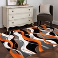 thumbnail image 5 of 3x5 Area Rugs, Abstract Stripes Non-Skid Rubber Backing Large Rectangle Rugs - Living Room Bedroom Home Office, Retro Modern Orange Black Gray Lines Indoor Floor Mat Carpets Washable Rug, 5 of 9