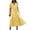 Yellow, variant on VSSSJ Womens Summer Midi Dress Solid Color Loose Puff Short Sleeve Smocked Long Dress Casual V Neck Flounce Hem Swing Vacation Dress