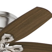 Hunter 42 inch Indoor Ceiling Fan with LED Lights - Ceiling Fan with Pull Chain, For Bedroom, Living Room, or Kitchen, Low Profile Mount, No Remote, 5 Blades - Builder 51092, Brushed Nickel