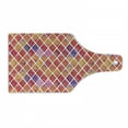 thumbnail image 1 of Abstract Cutting Board, Diamond Shaped Mosaic Crossed Geometric Forms in Watercolor Picture, Decorative Tempered Glass Cutting and Serving Board, Wine Bottle Shape, Orange Purple Pink, by Ambesonne, 1 of 1