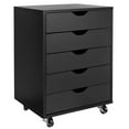 thumbnail image 1 of 5 Drawer Mobile Wood Filing Cabinet, Home Office Vertical File Cabinet with Lockable Wheels for Files, Folders and A4 Letter-Size Documents, 1 of 10