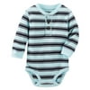 OshKosh B'gosh Baby Boys Striped Thermal Henley Bodysuit Blue