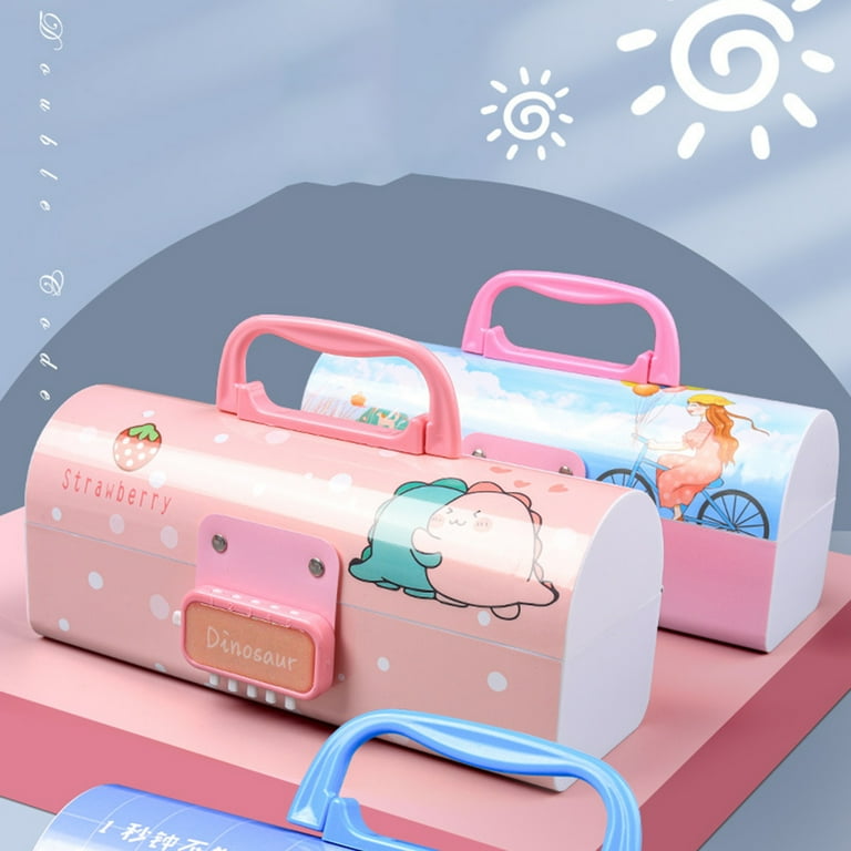 Multifunction Pencil Box With Double Password Lock, Large Capacity Plastic  Stationery Case Combination Lock Pencil Box Organizer(sweet Time)