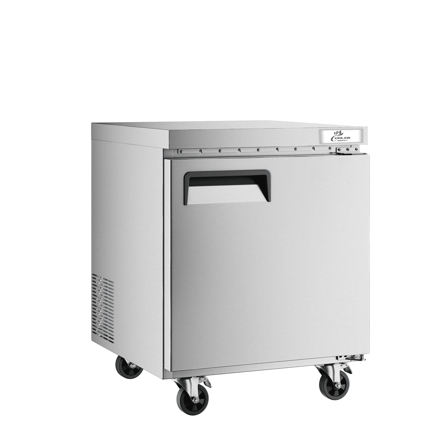 27 inch 7.2 cu.ft, 36 1/4" heigh Commercial Undercounter  refrigerator, Solid Doors, stainless steel exterior, NSF certified.