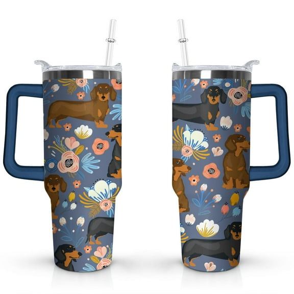 40oz Dog Mom Tumbler - Leakproof Travel Coffee Mug with Handle - Cute Puppy Gift for Women Who Love Dogs - Double Wall Stainless