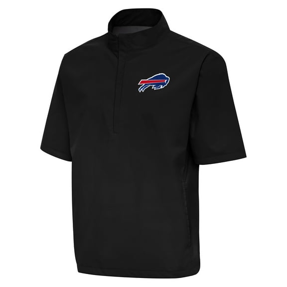 Men's Antigua Black Buffalo Bills Brisk Short Sleeve Quarter-Zip Windshirt