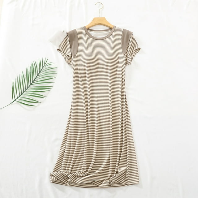Camisón largo de algodón para mujer, con almohadilla para el pecho, holgado y cómodo, sin mangas