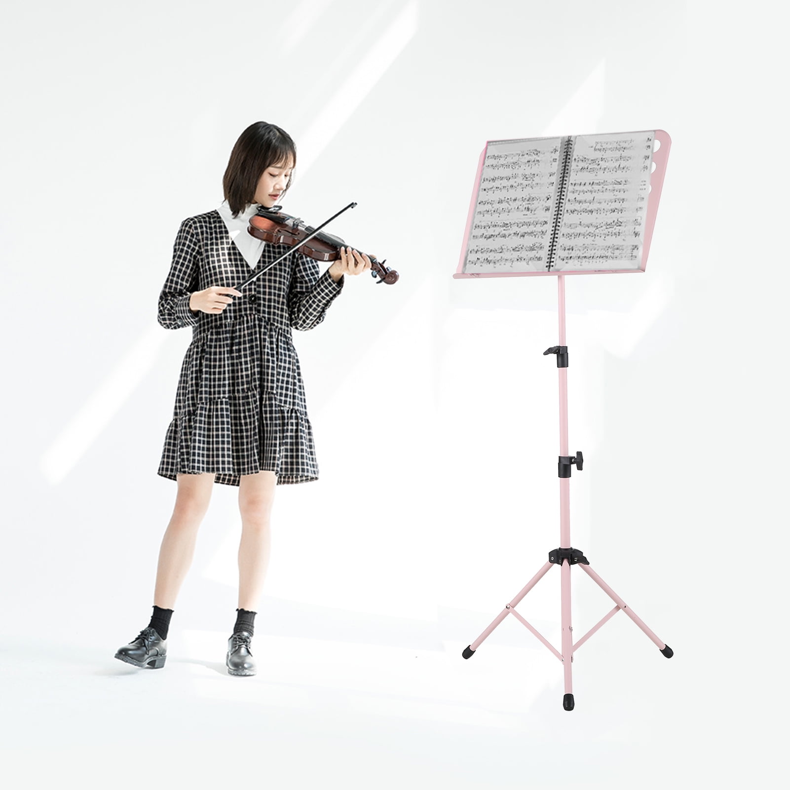 music stands Pink Portable Metal Music Stand Adjustable Detachable for Piano Violin Guitar Sheet Music