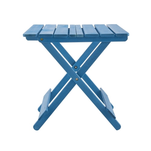Small Folding Square Patio Table Outdoor Solid Wood Side Table for Backyard, Balcony, Portable Camping Folding Table Design Space-Saving
