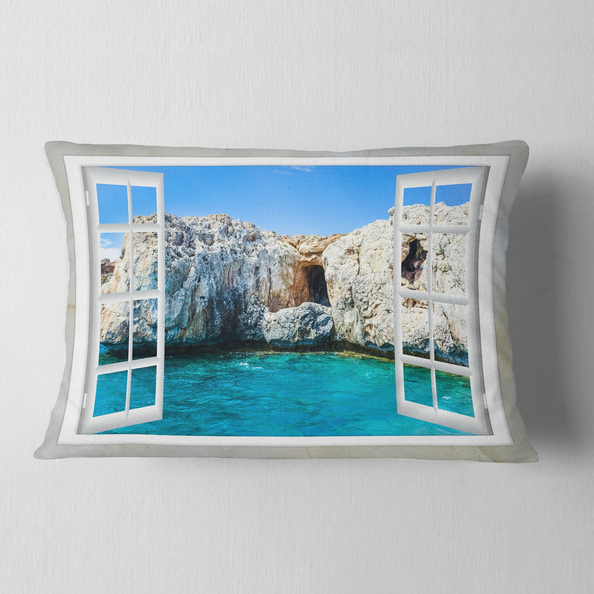 Designart 12" x 20" Blue Polyester Throw Pillow