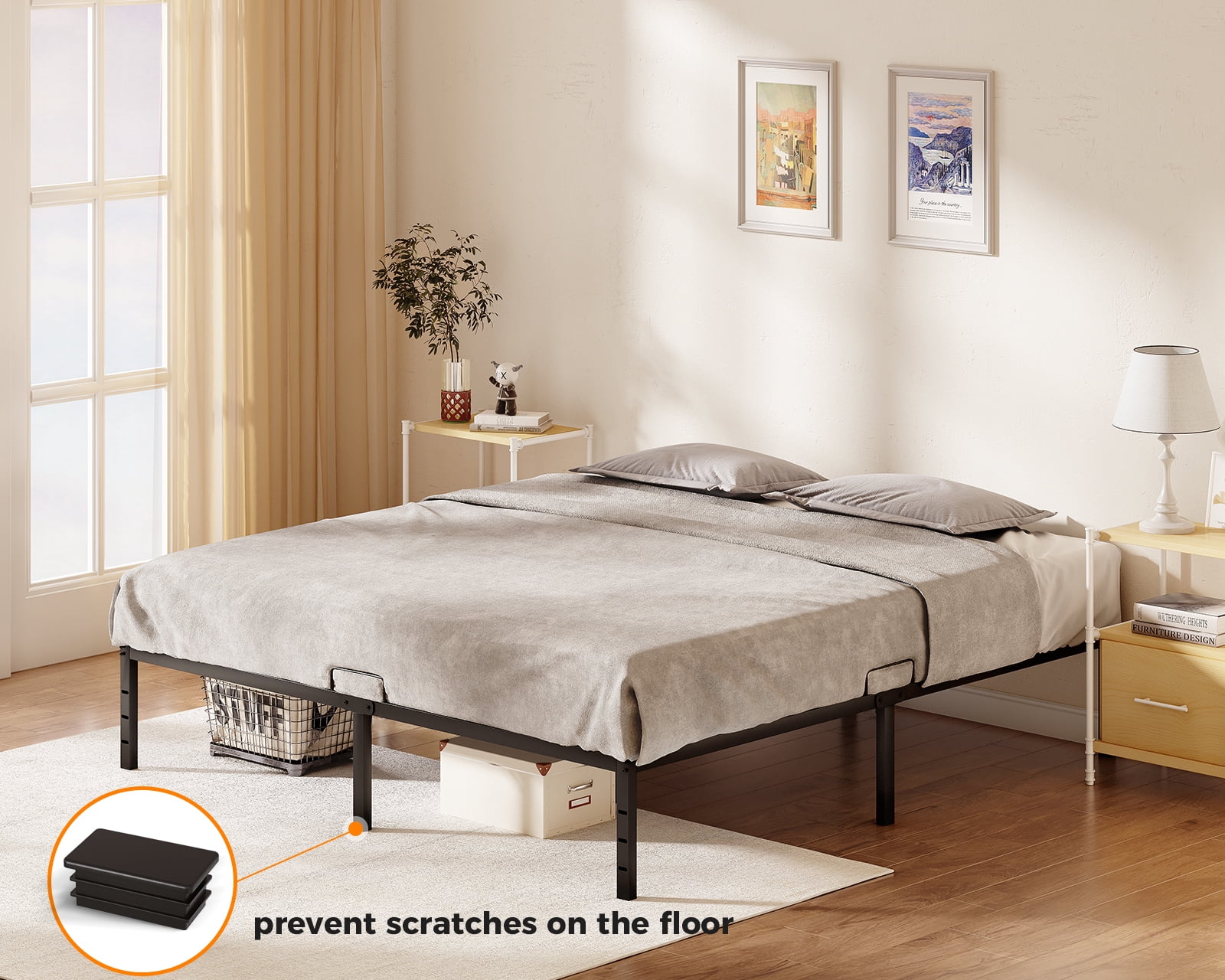 14 Inch King Metal Platform Bed Frame - No Box Spring Needed, Heavy Duty With Under Bed Storage, Black
