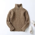thumbnail image 2 of Gubotare Boys Cardigan Sweater Full Zip Knitted Thicken Coat Soft for Fall Winter Size 9-10 (Coffee,9-10 Years), 2 of 6