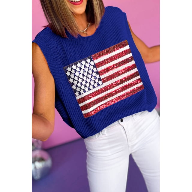 a.Jesdani Star-Spangled Vest: US Flag, Versatile Fit, Women's Style