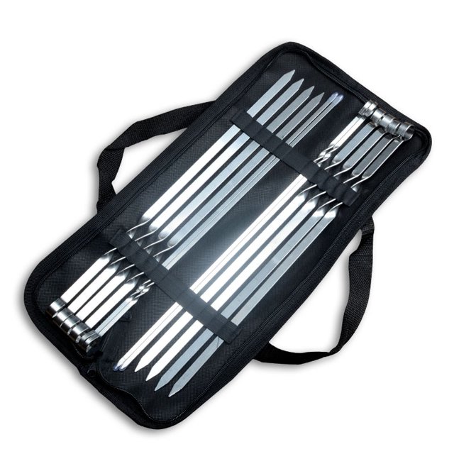 Paquete de 12 brochetas de acero inoxidable, brochetas para asar, brochetas de carne, adecuadas para barbacoas caseras, picnics y banquetes de hotel
