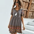 thumbnail image 3 of Summer Dresses for Women Maxi Dress Crew Neck Print Dress Boho, 3 of 7