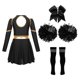 thumbnail image 4 of Disfraz de animadora para niñas, vestido de animadora de Halloween con pompones, lazo, pinza para el pelo, calcetines, regalos para fiestas de cumpleaños, 4 of 5