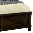 thumbnail image 3 of Wooden Queen Size Bed with Barn Style Plank Headboard and Footboard, Brown, 3 of 4