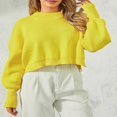 thumbnail image 4 of Ladies‘ Solid Color Knit Sweater with Long Sleeves and Loose Fit, 4 of 9