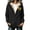 Black 01, variant on Women's Jacket Hooded Zip Up Sunflower Print Long Sleeve Pockets Casual Fall Winter