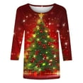 thumbnail image 5 of Holiday Gifts! Titcea Christmas Shirts for Women 3/4 Sleeve Crewneck Cute Christmas Print Pullover Sweaters 2024 Loose Comfort Casual Tops, 5 of 5
