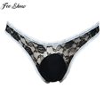 thumbnail image 2 of Men Sexy Sheer Lace G-string Sissy Lingerie Briefs Low Rise Bulge Pouch Thongs Elastic Waist Underpants Underwear NightwearXL Gong Bohan LED, 2 of 2