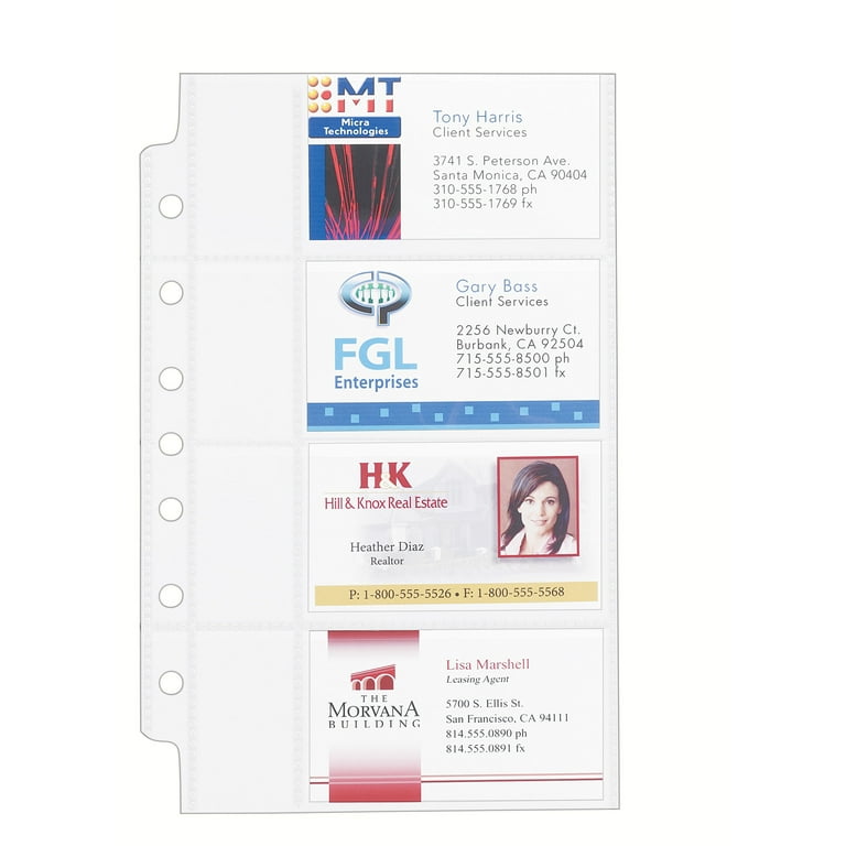 Avery Clear Business Card Organizer Pages for 5.5" x 8.5" Mini Binders,  Plastic, Pack of 5 (76025)