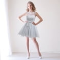 thumbnail image 5 of Short Lace Bridesmaid Dress Slim Prom Evening Dress for Wedding Pageant 1 Set (Grey Size S), 5 of 6