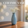 thumbnail image 3 of REGALWOVEN Small Ceramic Bud Cylinder Vase, Matte Ribbed Decorative Flower Vase, Bathroom, Minimalist Boho Home Decor Accent Blue 2.4"L x 2.4"W x 5.1"H, 3 of 5
